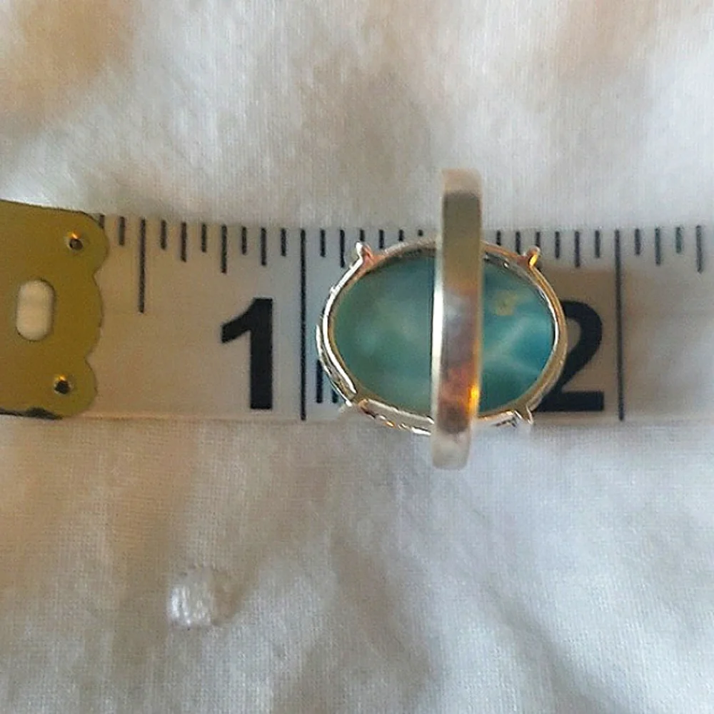 Stunning Larimar 925 Sterling Silver Scroll Ring - Picture 11 of 12